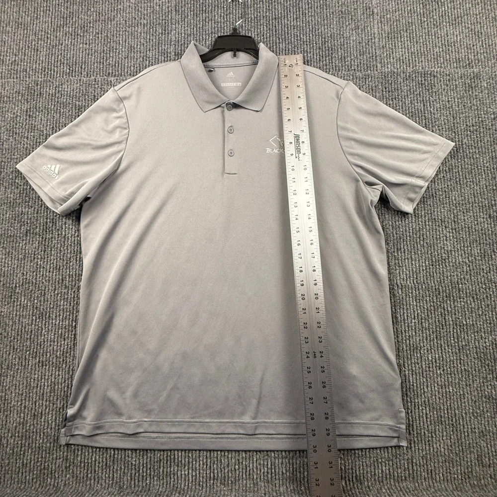 Adidas Golf Mens XL Grey Performance Polo Shirt Black Bull Logo CD3331 Short Slv